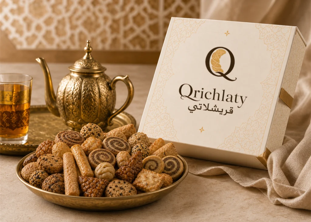 Qrichlat marocains servis avec du thé traditionnel